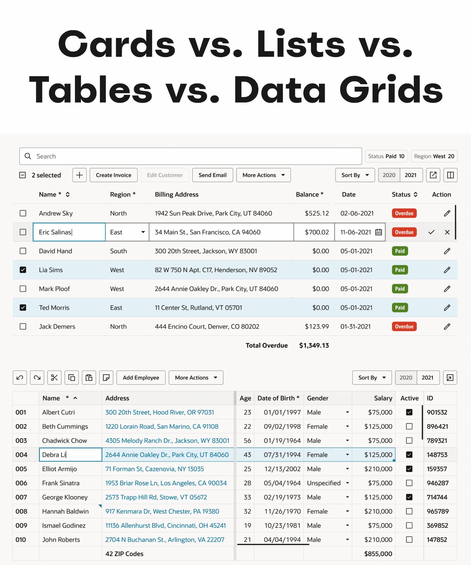 Cards vs. Lists vs. Tables vs. Data Grids – Smart Interface Design Patterns